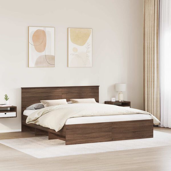 vidaXL R&aacute;m postele s čelo Hněd&yacute; dub 200 x 200 cm kompozitn&iacute; dřevo