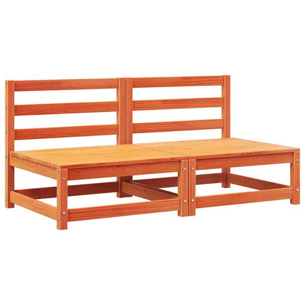 vidaXL Zahradní pohovky bez područek s poduškami 2 ks voskově hnědé