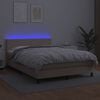vidaXL Box spring postel matrace a LED cappuccino 140x190cm uměl&aacute; kůže