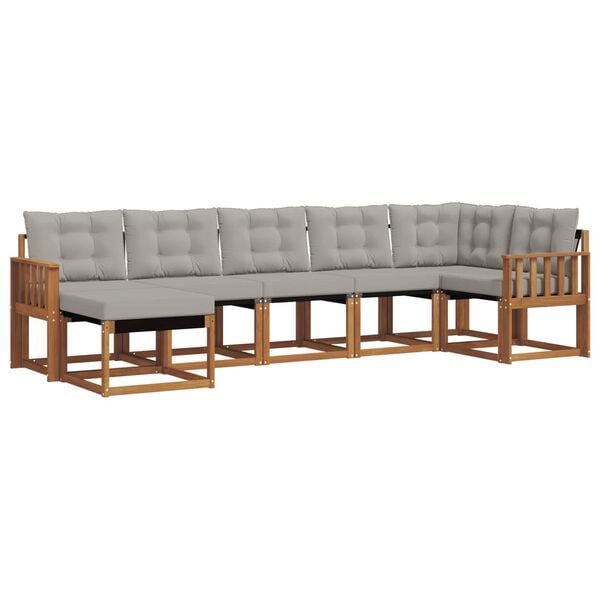 vidaXL Venkovn&iacute; pohovkov&aacute; souprava 7 pcs Př&iacute;rodn&iacute; a světle &scaron;ed&aacute;