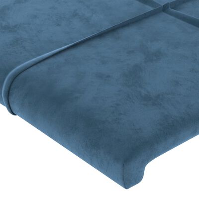 vidaXL Čelo postele s LED tmavě modré 80x5x118/128 cm samet