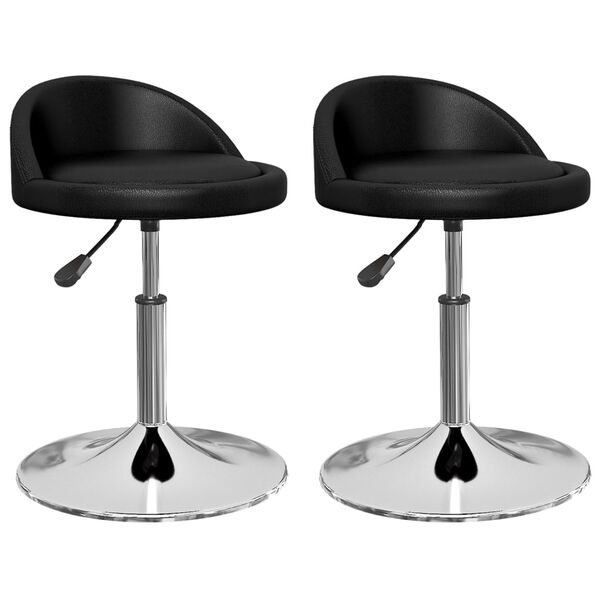 vidaXL Otočn&eacute; j&iacute;deln&iacute; židle 2 ks čern&eacute; uměl&aacute; kůže
