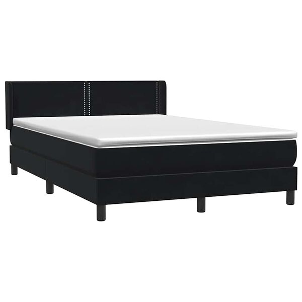 vidaXL Box spring postel s matrac&iacute; čern&aacute; 160x210 cm samet
