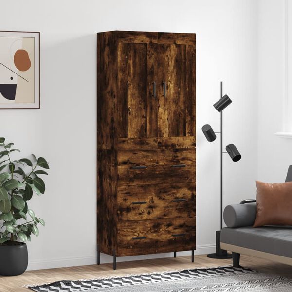 vidaXL Skř&iacute;ň highboard kouřov&yacute; dub 69,5 x 34 x 180 cm kompozitn&iacute; dřevo