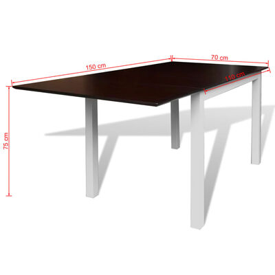 vidaXL Rozkládací jídelní stůl kaučukovníkové dřevo hnědobílý 150 cm