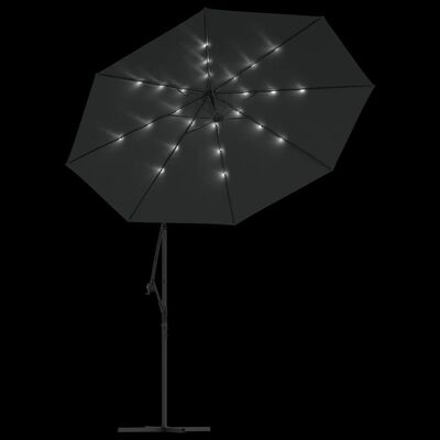 vidaXL Konzolový slunečník s LED světly ocelová tyč 300 cm antracitový