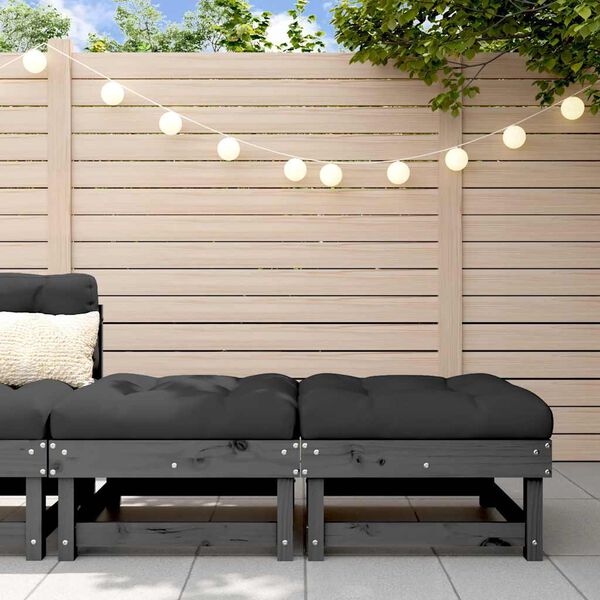 vidaXL Zahradní podnožky s poduškami 2 ks šedé masivní borové dřevo