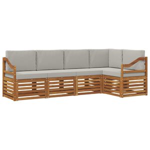 vidaXL Rohov&aacute; sofa sada s pol&scaron;t&aacute;řem 5 pcs Př&iacute;rodn&iacute; a světle &scaron;ed&aacute;