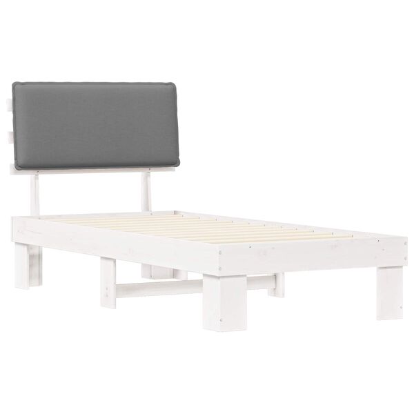 vidaXL R&aacute;m postele s čalouněn&yacute;m čelem s čelo Světle &scaron;ed&aacute; 90 x 190 cm