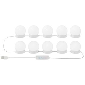 vidaXL Zrcadlov&aacute; světla s LED p&aacute;sky B&iacute;l&aacute; 4,5 x 4,5 x 4,7 cm Plast
