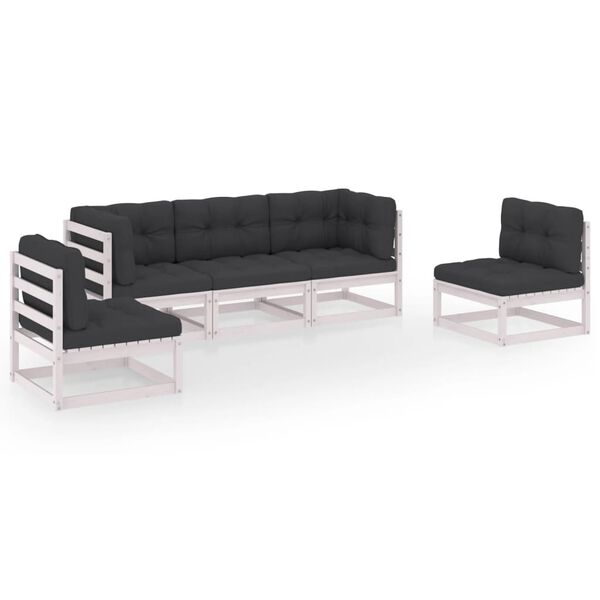 vidaXL 5dílná zahradní sedací souprava s poduškami masivní borovice