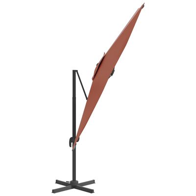vidaXL Konzolový slunečník s hliníkovou tyčí terakota 300 x 300 cm