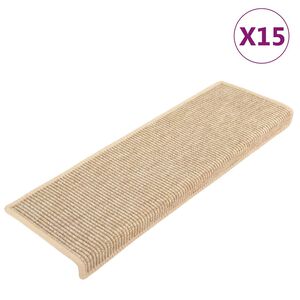 vidaXL Schodov&eacute; rohože 15 ks 65 x 21 x 4 cm světle b&eacute;žov&eacute; s obd&eacute;ln&iacute;kov&yacute;m okrajem