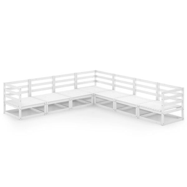 vidaXL 7d&iacute;ln&aacute; zahradn&iacute; sedac&iacute; souprava b&iacute;l&aacute; masivn&iacute; borovice