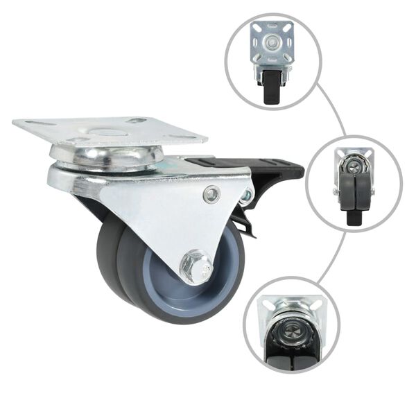 vidaXL 8 ks dvojit&aacute; otočn&aacute; kolečka 50 mm