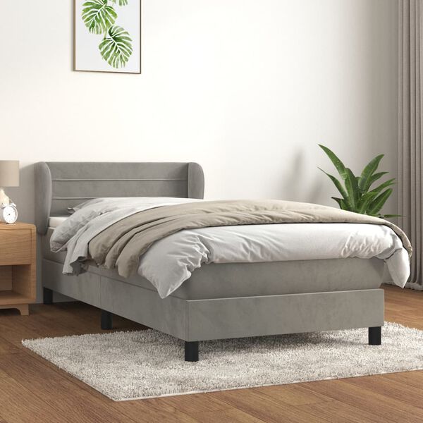 vidaXL Box spring postel s matrac&iacute; světle &scaron;ed&aacute; 80 x 200 cm samet