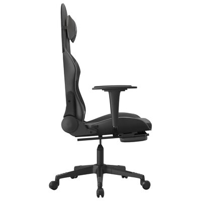vidaXL Masážní herní židle s podnožkou černá a šedá umělá kůže