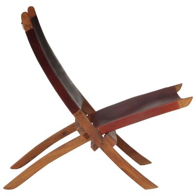 vidaXL Skládací relaxační židle tmavě hnědá pravá kůže