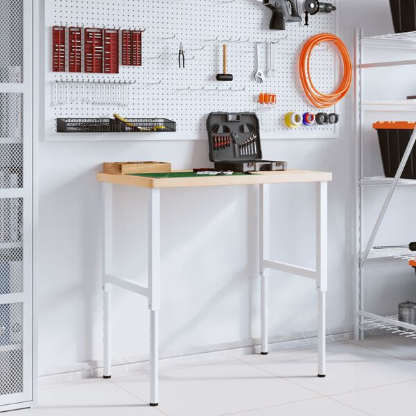 vidaXL Pracovn&iacute; stůl 100 x 60 x (73&ndash;99,5) cm masivn&iacute; dub obd&eacute;ln&iacute;kov&yacute;