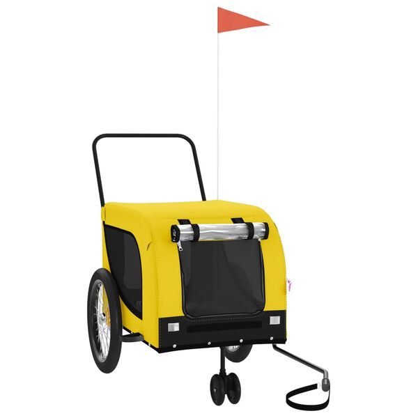 vidaXL Voz&iacute;k za kolo pro psa žlut&yacute; a čern&yacute; oxfordsk&aacute; tkanina a železo