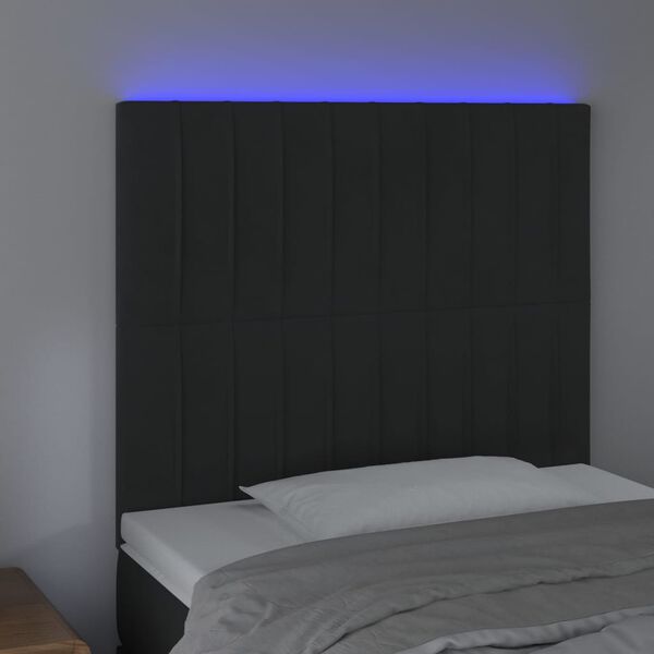 vidaXL Čelo postele s LED čern&eacute; 90x5x118/128 cm samet