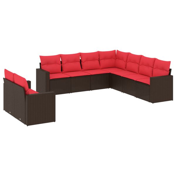 vidaXL 9d&iacute;ln&aacute; zahradn&iacute; sedac&iacute; souprava s podu&scaron;kami hněd&aacute; polyratan