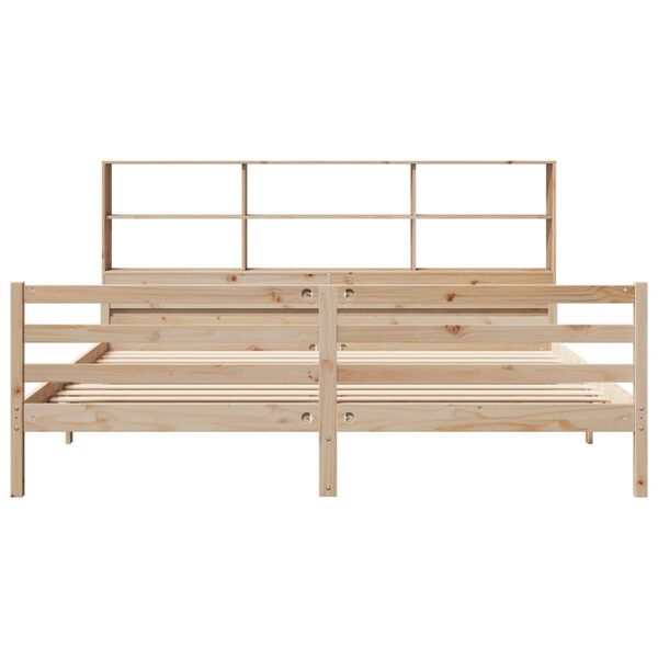 vidaXL Postel s knihovnou bez matrace 200 x 200 cm masivn&iacute; borovice