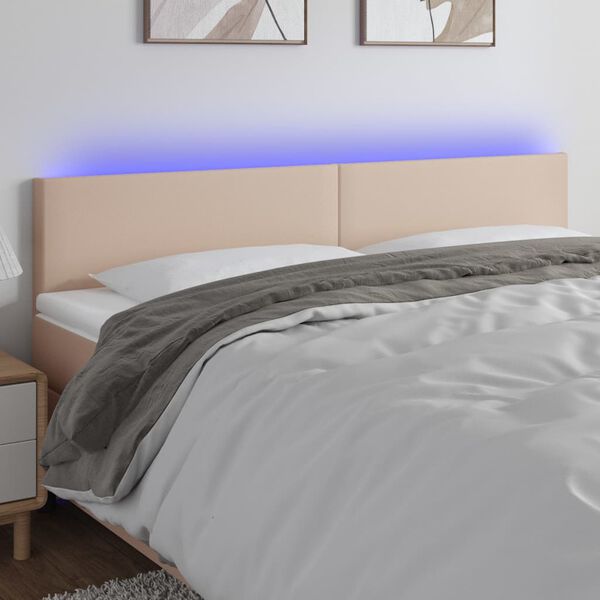 vidaXL Čelo postele s LED cappuccino 180x5x78/88 cm uměl&aacute; kůže