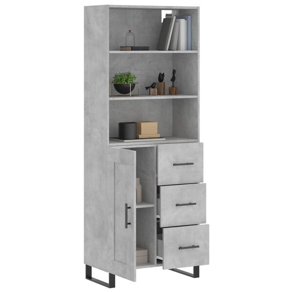 vidaXL Skř&iacute;ň highboard betonově &scaron;ed&aacute; 69,5x34x180 cm kompozitn&iacute; dřevo