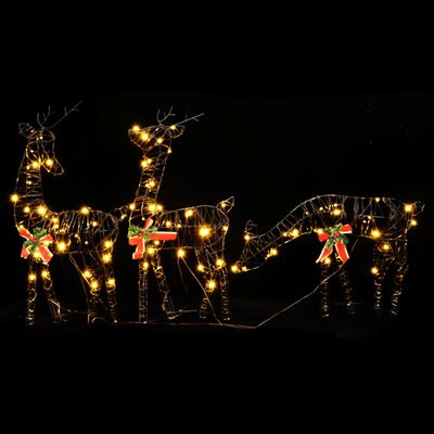 vidaXL Vánoční dekorace sobí rodinka 90 teple bílých LED ratan