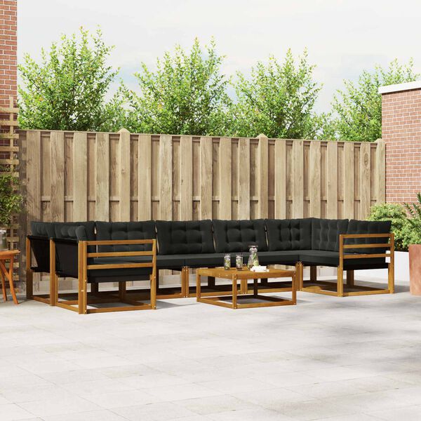 vidaXL Venkovn&iacute; pohovkov&aacute; souprava s pol&scaron;t&aacute;řem 8 pcs Přirozen&aacute; a čern&aacute;