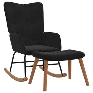 vidaXL Houpac&iacute; křeslo se stoličkou čern&eacute; samet