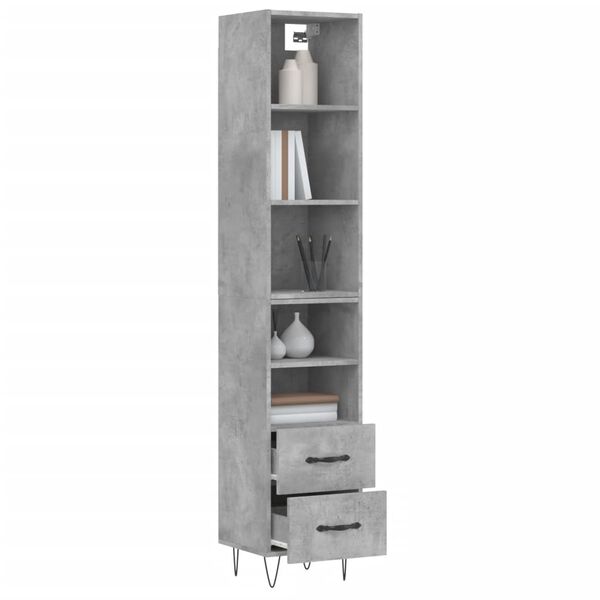 vidaXL Skř&iacute;ň highboard betonově &scaron;ed&aacute; 34,5x34x180 cm kompozitn&iacute; dřevo