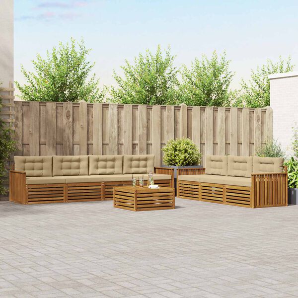 vidaXL Venkovn&iacute; pohovkov&aacute; souprava 8 pcs Přirozen&aacute; a B&eacute;žov&aacute;