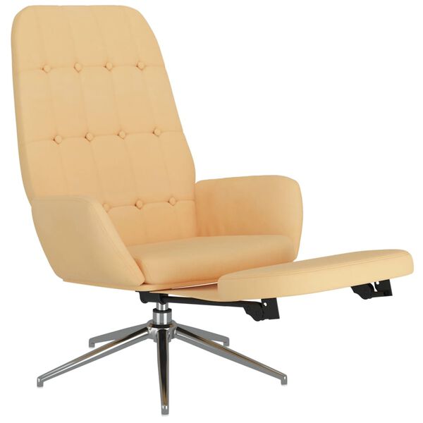 vidaXL Relaxačn&iacute; křeslo s podnožkou kr&eacute;mov&eacute; tkanina z mikrovl&aacute;kna