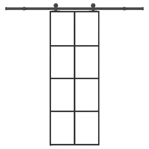 vidaXL Posuvn&eacute; dveře s kov&aacute;n&iacute;m 76x205 cm ESG sklo a hlin&iacute;k