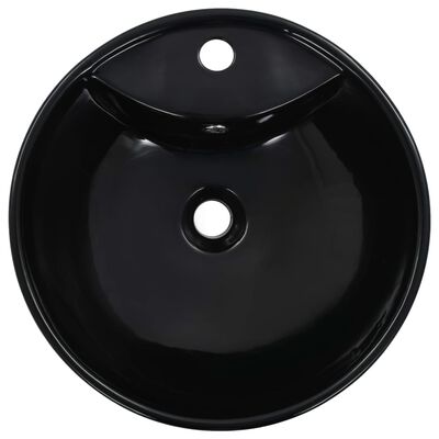 vidaXL Umyvadlo s přepadem černé 46,5 x 18 cm keramika