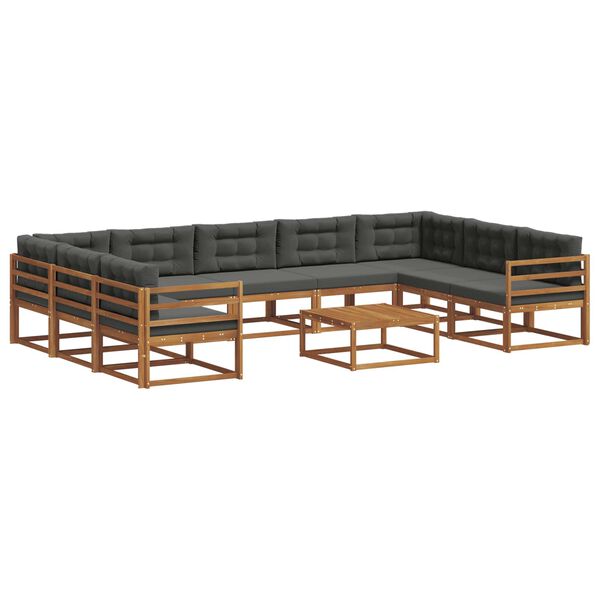 vidaXL Venkovn&iacute; pohovkov&aacute; souprava 10 pcs Přirozen&aacute; a Anthracitov&aacute;