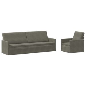 vidaXL Set pohovek 2 pcs Světle &scaron;ed&aacute; Žebrovan&aacute; l&aacute;tka