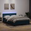 vidaXL Box spring postel s matrac&iacute; a LED tmavě modr&aacute; 160x210 cm samet