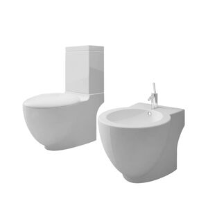 vidaXL Keramick&eacute; WC a bidet b&iacute;l&eacute;