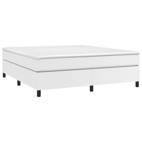 vidaXL Box spring postel s matrac&iacute; b&iacute;l&aacute; 180x200 cm uměl&aacute; kůže