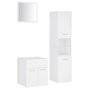 vidaXL Set koupelnov&eacute;ho n&aacute;bytku b&iacute;l&yacute; dřevotř&iacute;ska