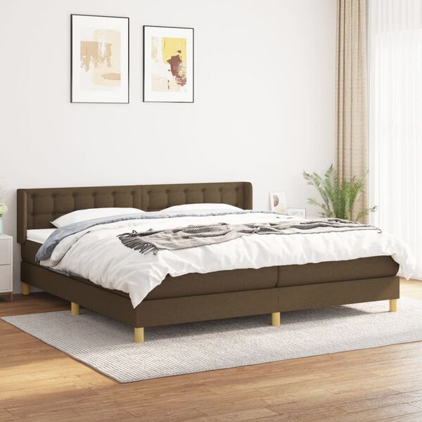 vidaXL Box spring postel s matrac&iacute; tmavě hněd&aacute; 200x200 cm textil