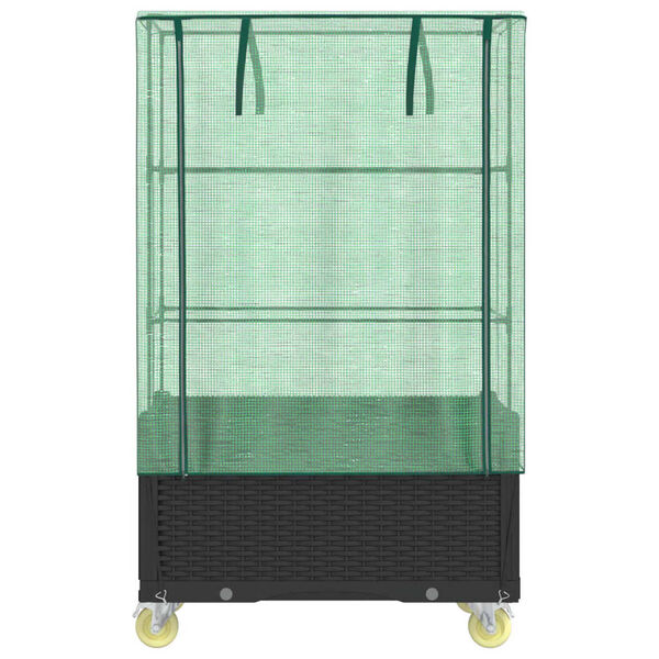 vidaXL Vyv&yacute;&scaron;en&yacute; z&aacute;hon s kolečky a sklen&iacute;k ratanov&yacute; vzhled 80x50x182 cm