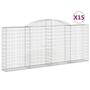 vidaXL Klenut&eacute; gabionov&eacute; ko&scaron;e 15ks 300x30x120/140cm pozinkovan&eacute; železo
