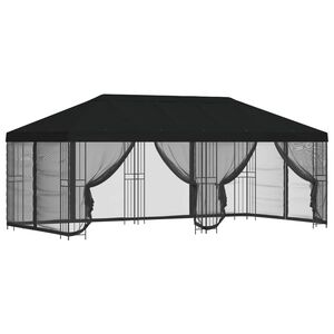 vidaXL Alt&aacute;n s bočn&iacute;mi stěnami 6 x 3 m Čern&aacute; Polyester a ocel 190 gsm