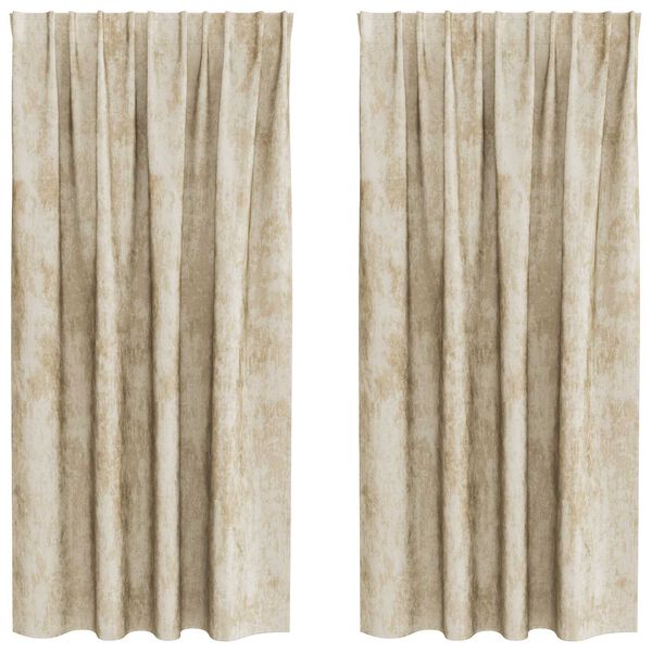 vidaXL Sametové závěsy se záclonami 2 pcs Krémová 175 x 140 cm samet