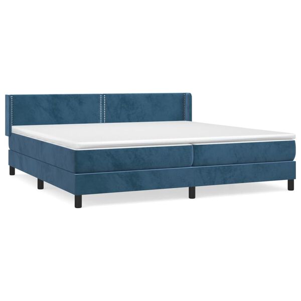 vidaXL Box spring postel s matrac&iacute; tmavě modr&aacute; 200x200 cm samet