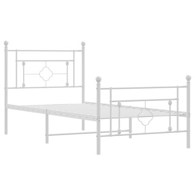 vidaXL Kovový rám postele s hlavovým a nožním čelem bílý 100 x 200 cm